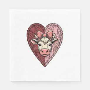 Servilleta De Papel Diseño de grabado vintage de hilo de corazón de va