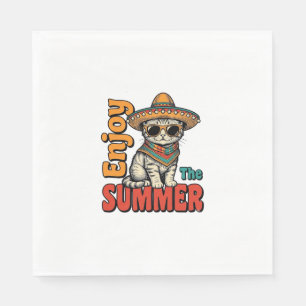 Servilleta De Papel Diseño de grabado vintage de sombrero de gato de v