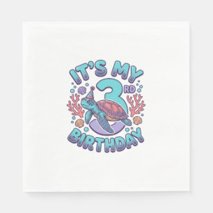 Servilleta De Papel Diseño de grabado vintage de tortuga para 3er cump