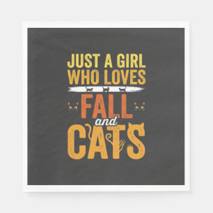 Servilleta De Papel Diseño de Halloween Chica Amante Gatos Otoño