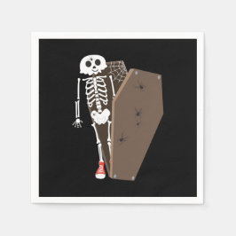 Servilleta De Papel Diseño de Halloween de esqueleto y ataúd