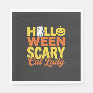 Servilleta De Papel Diseño de Halloween de Señora Gato Espantoso_1