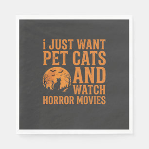 Servilleta De Papel Diseño de Halloween Películas de Terror Gatos Domé