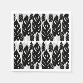 Servilleta De Papel Diseño de hojas blancas y negras