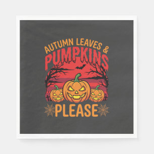 Servilleta De Papel Diseño de hojas de otoño y calabazas de Halloween