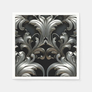 Servilleta De Papel Diseño de hojas de plata de lujo