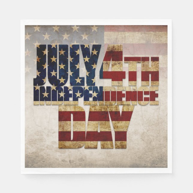 Servilleta De Papel Diseño de la bandera de época del 4 de julio, Día  (Anverso)