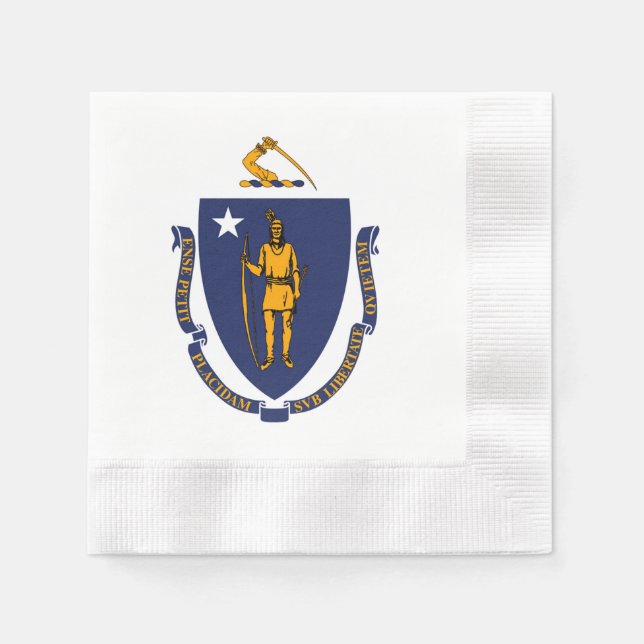 Servilleta De Papel Diseño de la bandera del estado de Massachusetts (Anverso)
