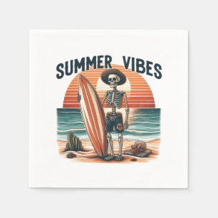 Servilleta De Papel Diseño de la playa de verano Vibes Skeleton Surfer