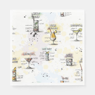 Servilleta De Papel Diseño de la receta de la bebida del cóctel