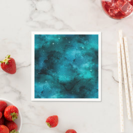 Servilleta De Papel Diseño de la serie Galaxia Verde Azulado 7