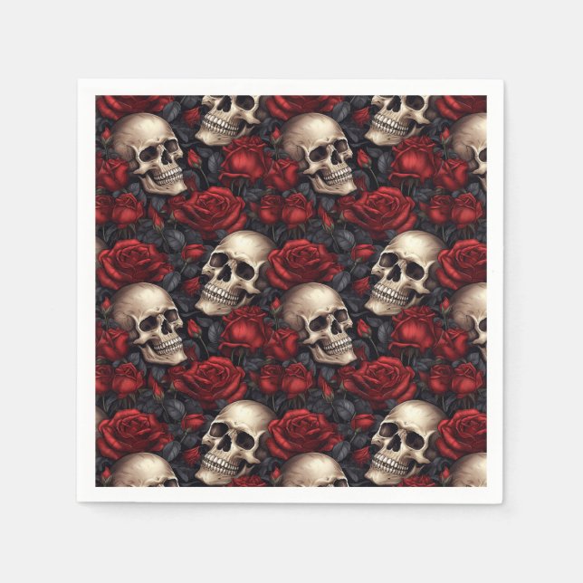 Servilleta De Papel Diseño de la serie Skull y Rosas 10 (Anverso)