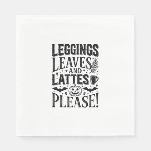 Servilleta De Papel Diseño de Leggings Hojas Lattes Halloween Otoño Ca