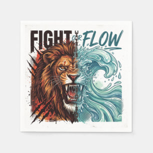 Servilleta De Papel Diseño de León y Ola de Agua de Lucha o Flujo