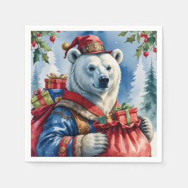 Servilleta De Papel Diseño de los Navidades Polar Bear Santa