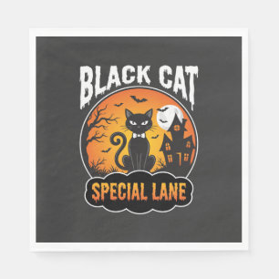 Servilleta De Papel Diseño de Luna Casa Embrujada Gato Negro Halloween