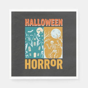 Servilleta De Papel Diseño de luna de casa embrujada de Halloween_1