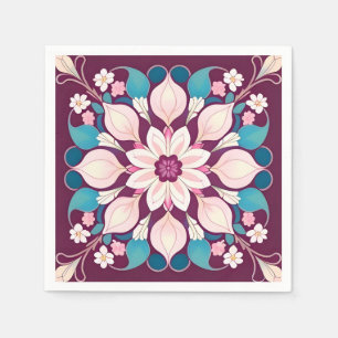 Servilleta De Papel Diseño de Mandala Floral Colorido