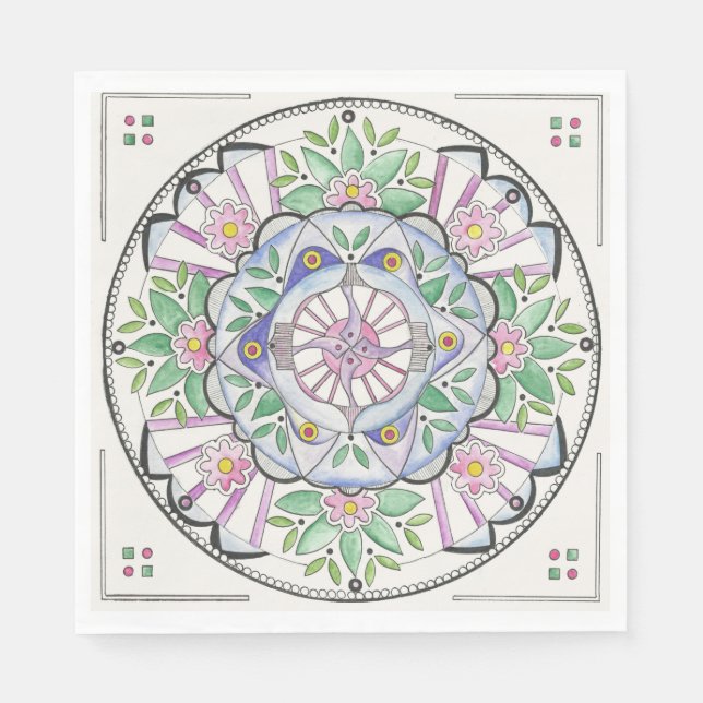 Servilleta De Papel Diseño de Mandala Floribunda en servilletas de pap (Anverso)