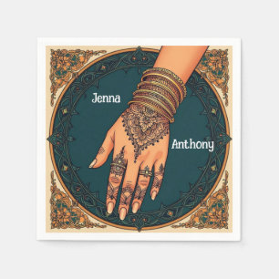 Servilleta De Papel Diseño de mano de Mehndi Henna decorada con Ornate