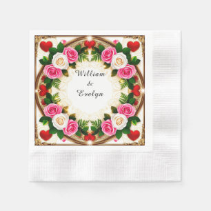 Servilleta De Papel Diseño de marco floral vibrante