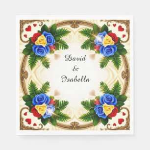 Servilleta De Papel Diseño de marco floral vibrante