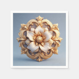 Servilleta De Papel Diseño de Medallón Ornate Floral Gold