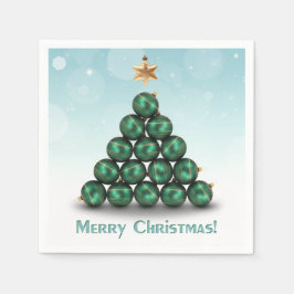 Servilleta De Papel Diseño de Merry Christmas Balls Tree Mint Pastel