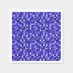 Servilleta De Papel Diseño de mosaico azul abstracto con texturas bril