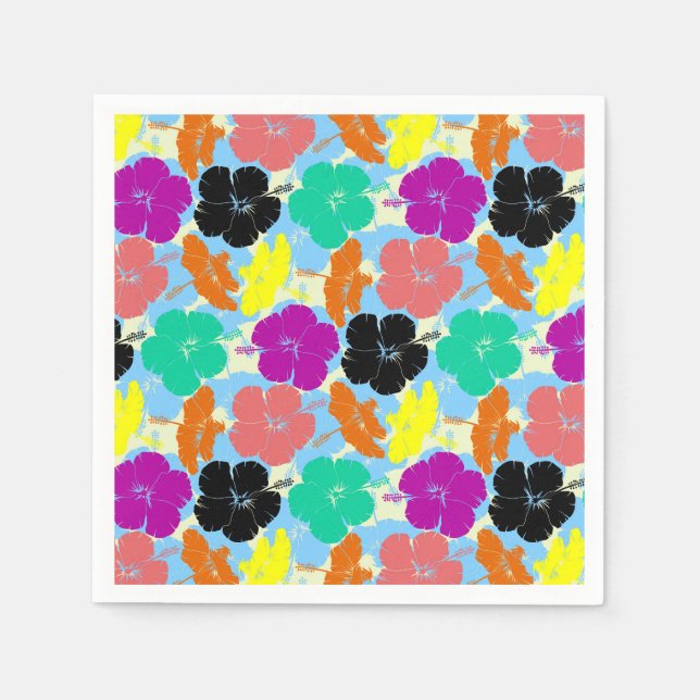 Servilleta De Papel Diseño de motivos florales coloridos (Anverso)