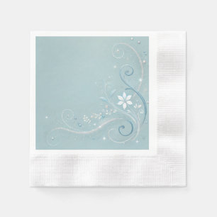 Servilleta De Papel Diseño de Motivos Florales Pastel Cerulean