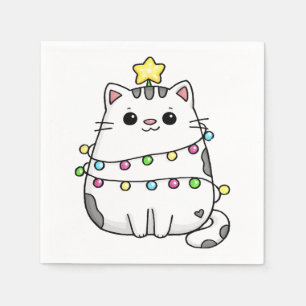 Servilleta De Papel Diseño de Navidad de gato lindo