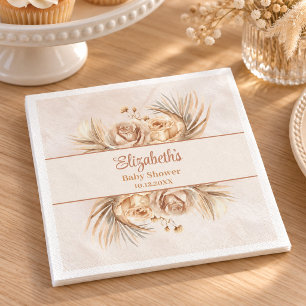 Servilleta De Papel Diseño de nombre de baby shower Neutral Roses Pamp