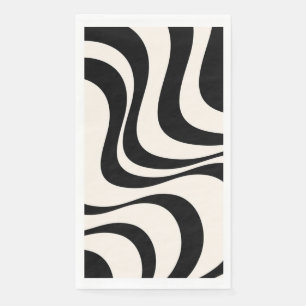 Servilleta De Papel Diseño de olas retro modernas en negro y pastel