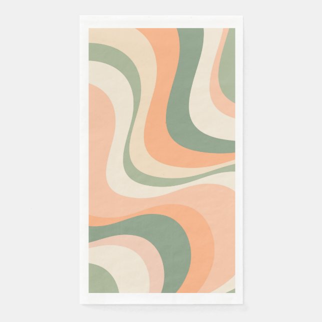 Servilleta De Papel Diseño de ondas retro modernas multicolores (Anverso)