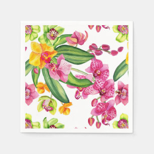 Servilleta De Papel Diseño de orquídeas acuarela 18