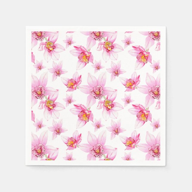 Servilleta De Papel Diseño de orquídeas acuarelas 15 (Anverso)