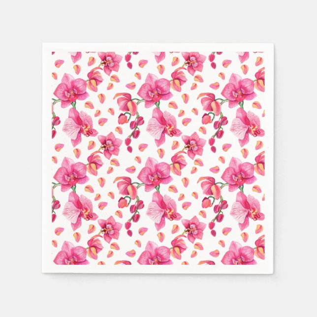 Servilleta De Papel Diseño de orquídeas acuarelas 2 (Anverso)