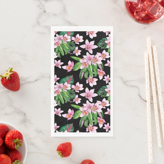 Servilleta De Papel Diseño de orquídeas acuarelas 27 (In situ)