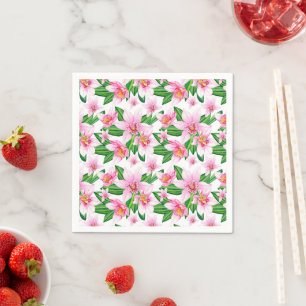 Servilleta De Papel Diseño de orquídeas en acuarela 12