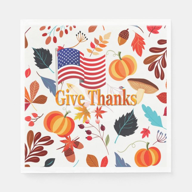 Servilleta De Papel Diseño de otoño con celebración de Acción de Graci (Anverso)