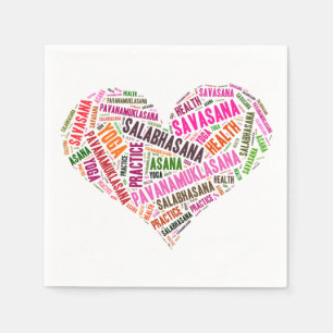 Servilleta De Papel Diseño de palabras de forma de corazón de yoga