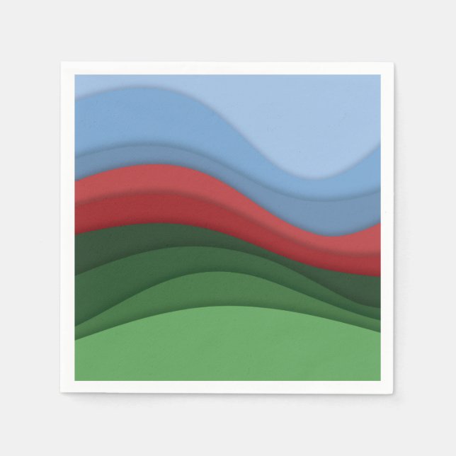 Servilleta De Papel Diseño de papel de ondas amarillas verdes 3d (Anverso)