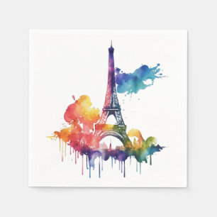 Servilleta De Papel Diseño de París con manchas coloridas
