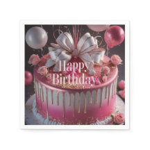 Diseño de pastel de cumpleaños elegante rosa y dor