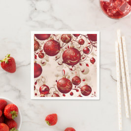 Servilleta De Papel Diseño de patrón de adornos rojos de Navidad