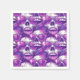 Servilleta De Papel Diseño de patrón de calavera con gafas de sol mora