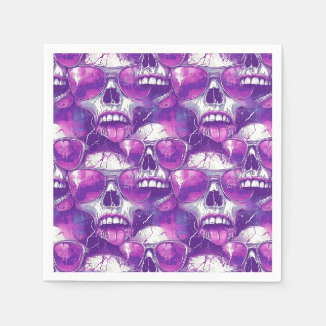 Servilleta De Papel Diseño de patrón de calavera con gafas de sol mora (Anverso)