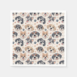 Servilleta De Papel Diseño de patrón de cara de cachorro lindo para ni