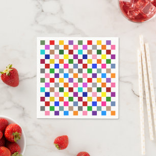 Servilleta De Papel Diseño de Patrón de Cuadros Colorido Blanco